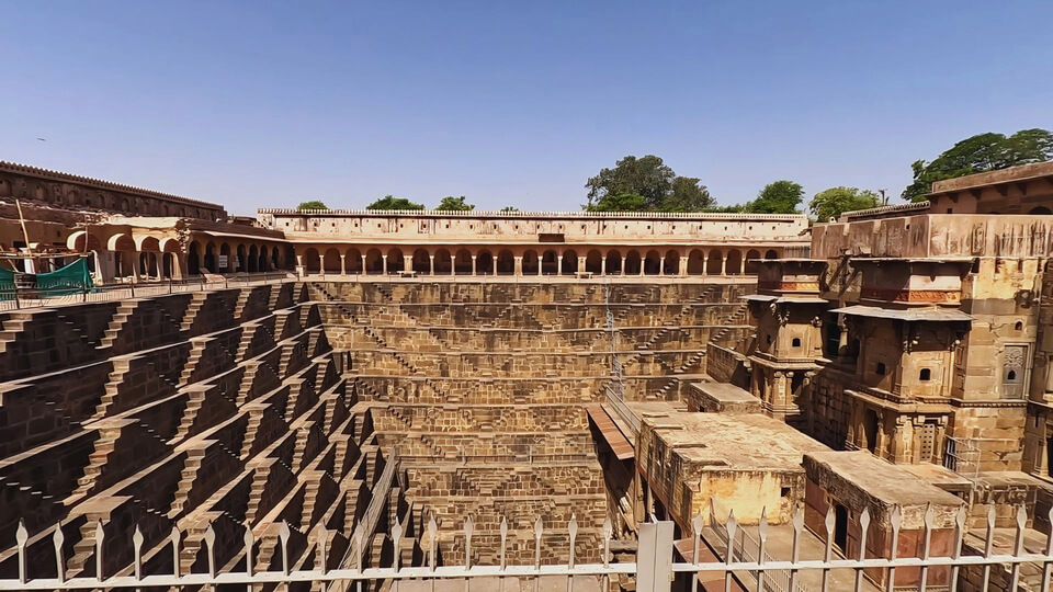 Chand Baori Stepwell Abhaneri Dausa Rajasthan — 3500 Steps Ancient Stepwell beside Harshat Mata Temple