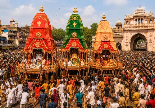 Rath Yatra procession of Jagannath Temple Alwar with Indra Viman